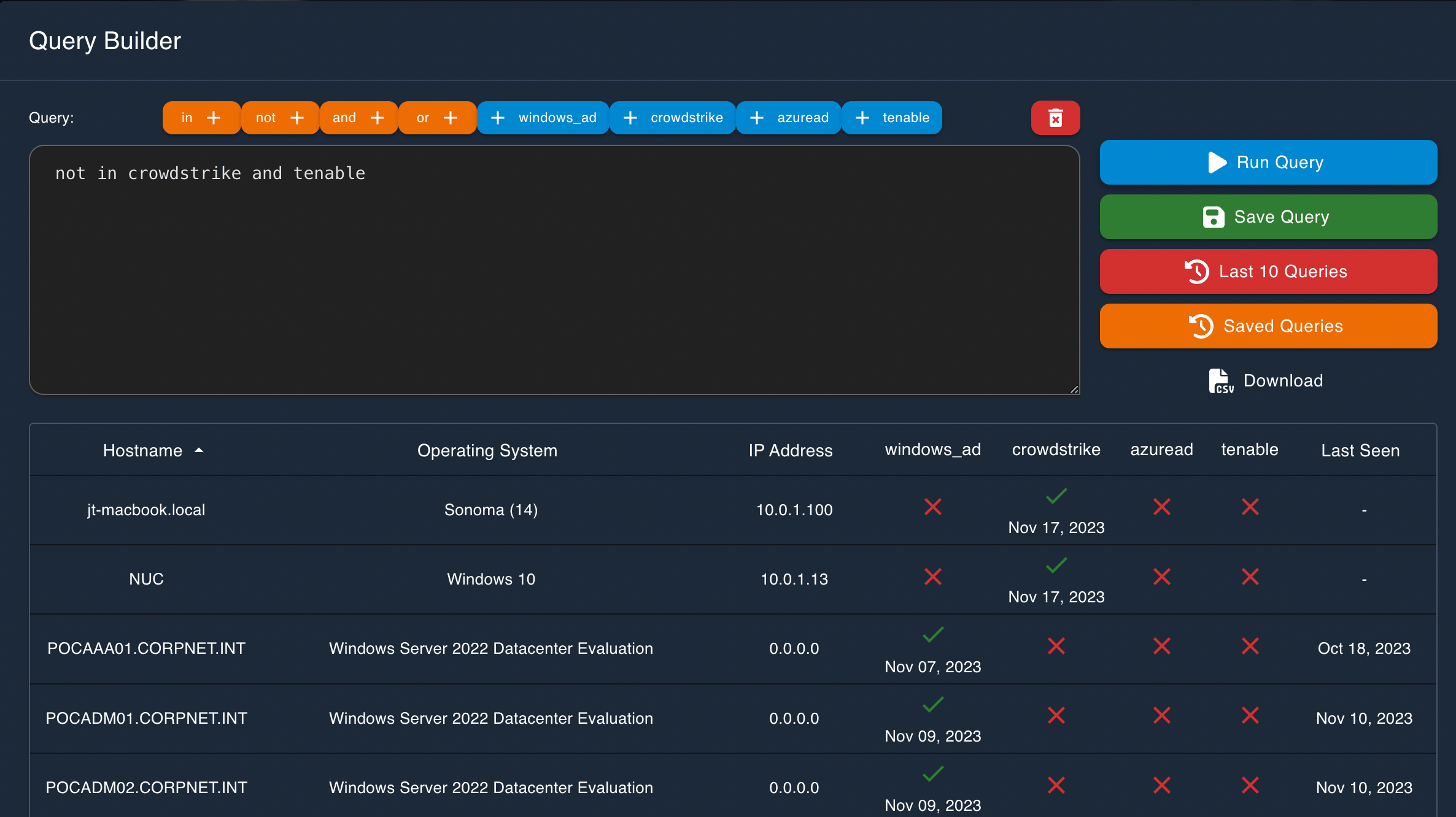 Asset Management - Rogue Query Builder